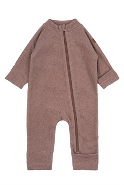 Mikk-Line Babyanzug aus Baumwollfleece – Burlwood Melange